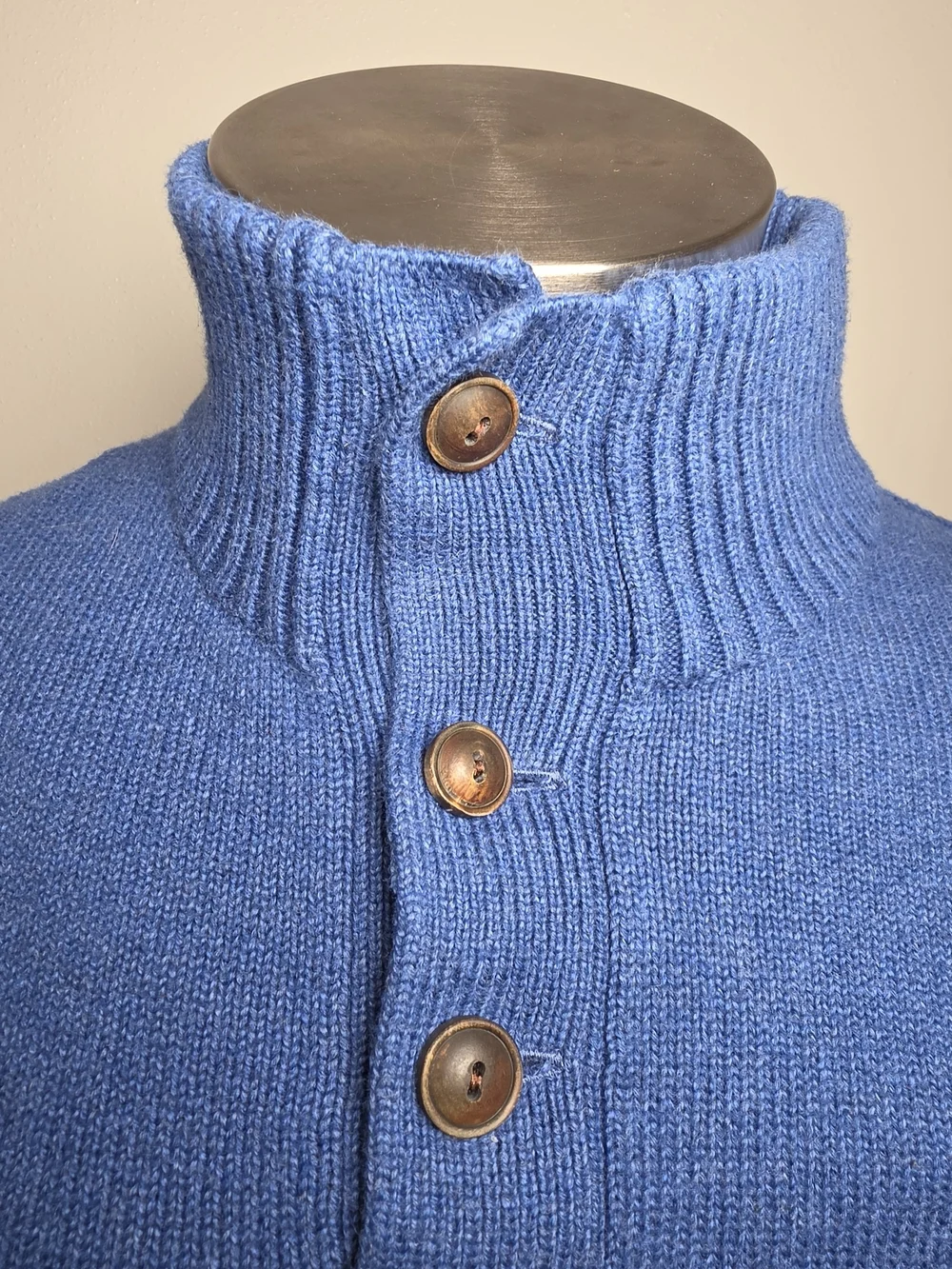 Polo by Ralph Lauren Blue Quarter-Button Mock Neck Sweater